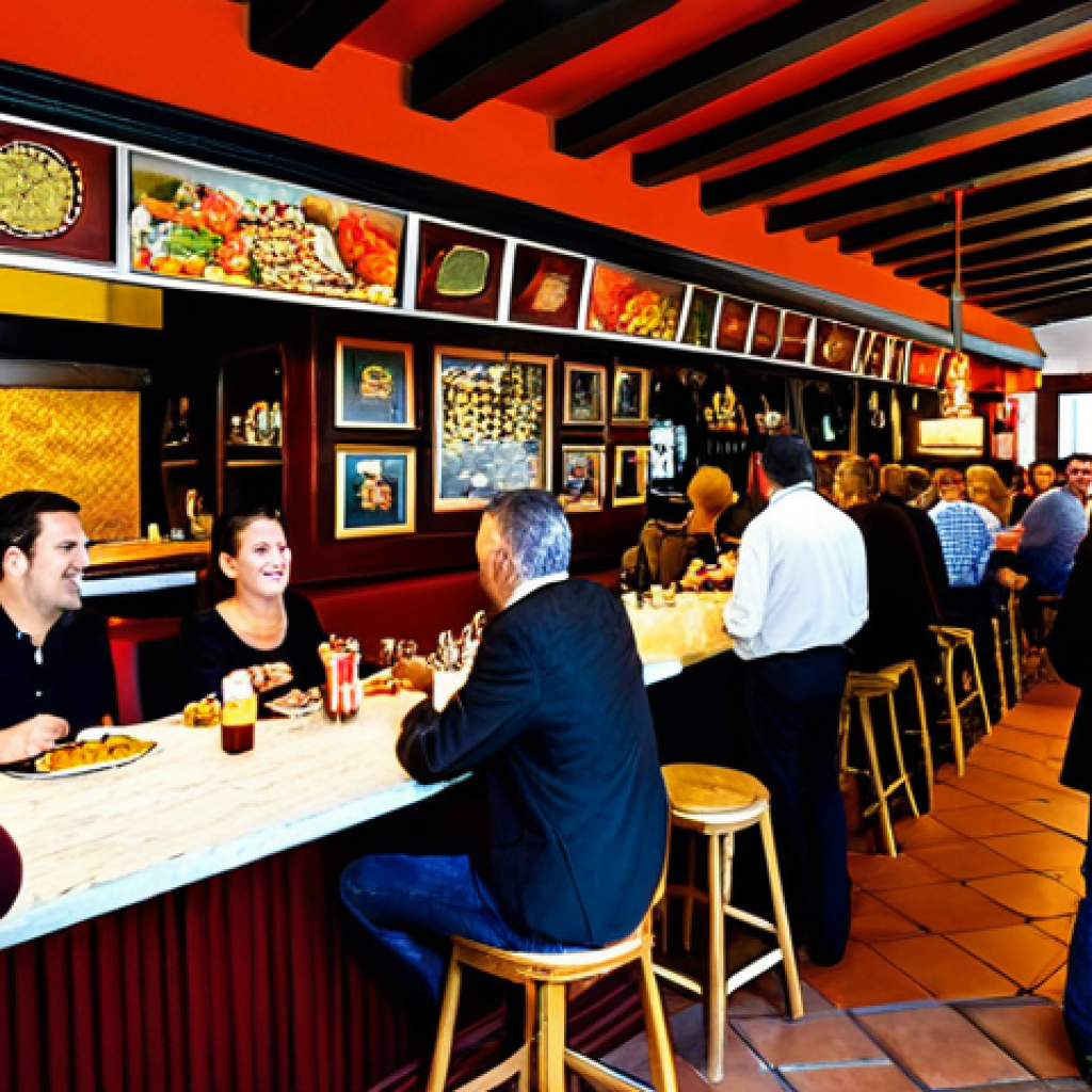 고객 니즈 리서치를 위한 데이터 시각화 기법 - A bustling Madrid Tapas Bar**
"A vibrant and lively tapas bar in Madrid, Spain, filled with people ...